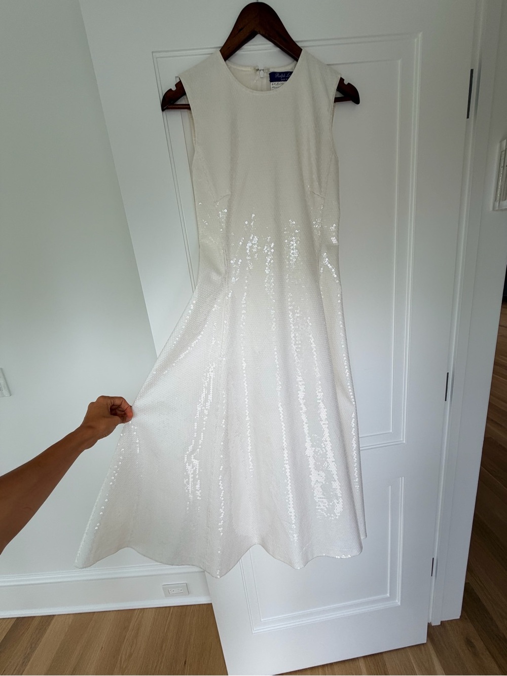 Ralph Lauren Purple Label White Sequin Midi Dress size 2 sample size